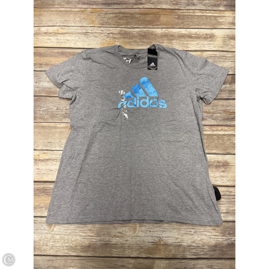Athletic Top Short Sleeve By Adidas In Grey, Size: Xl
