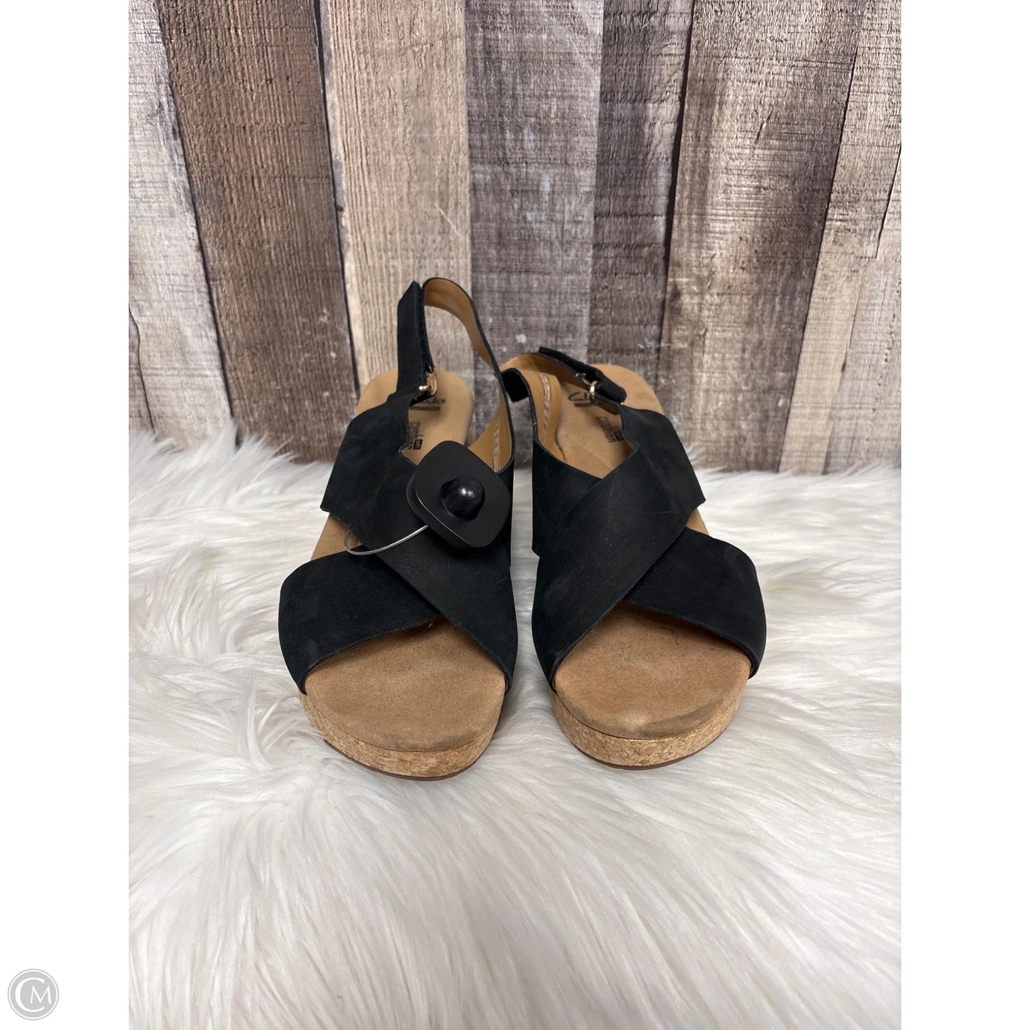 Sandals Heels Platform By Clarks In Black, Size: 10