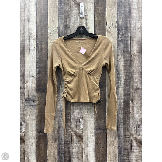 Top Long Sleeve By American Eagle In Tan, Size: M