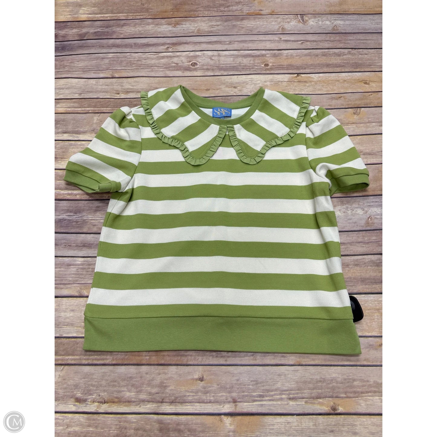 Top Short Sleeve By Sas In Green & White, Size: M