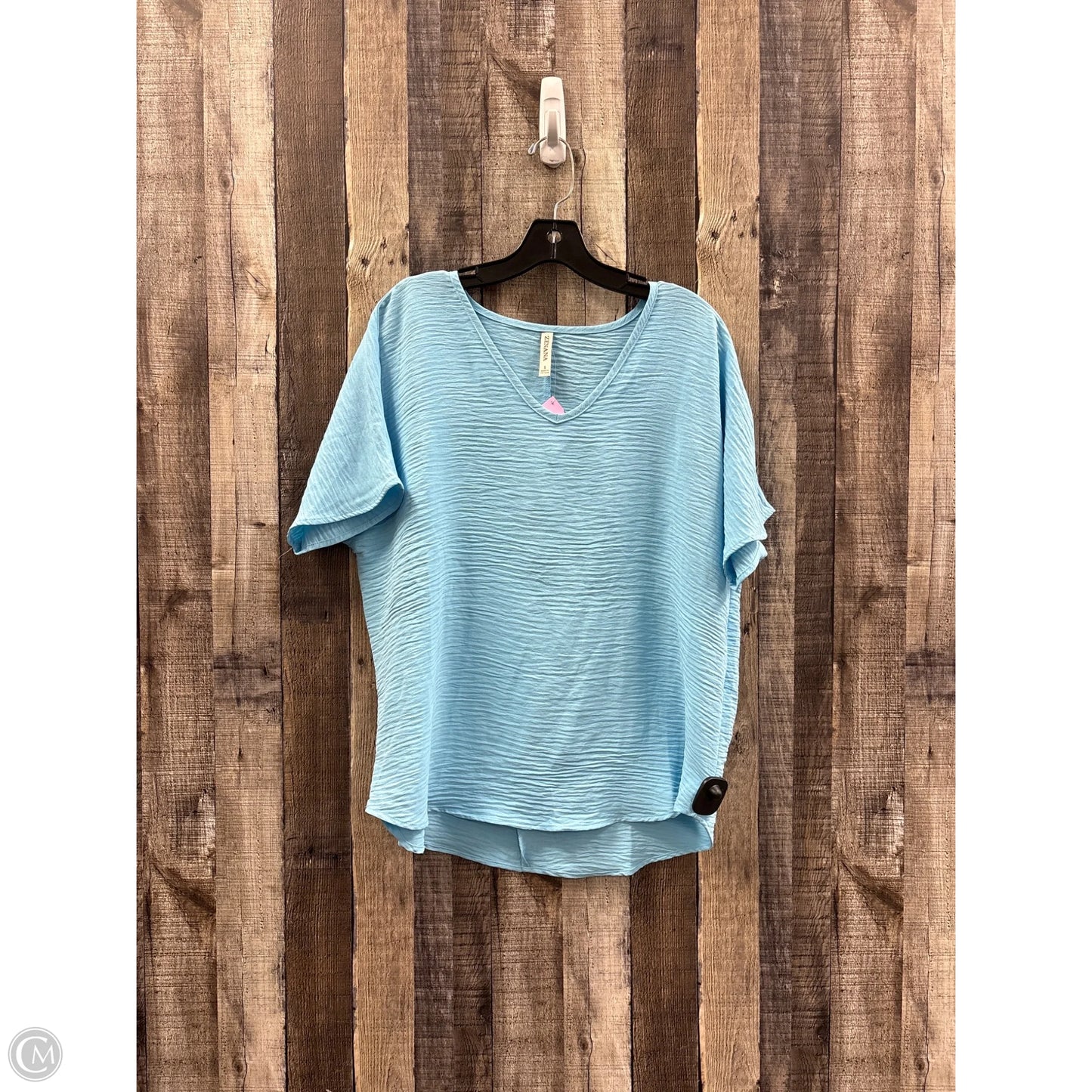 Top Short Sleeve By Zenana In Blue, Size: S