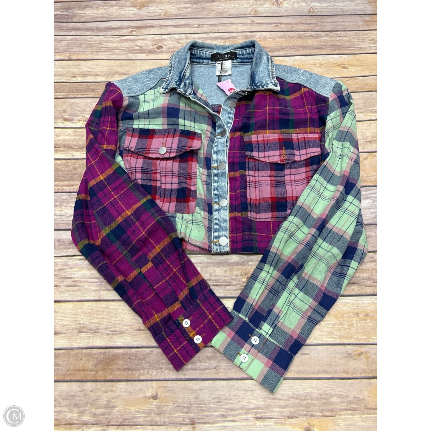 Top Long Sleeve By Akira In Blue Denim, Size: Xl