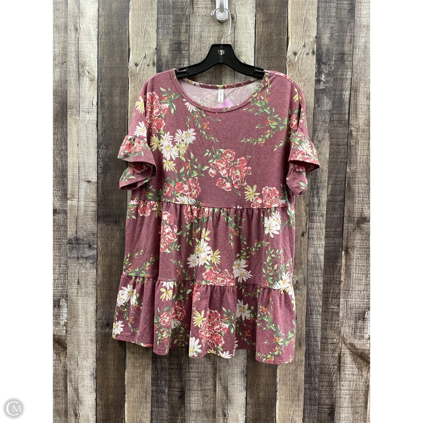 Top Short Sleeve By Cme In Mauve, Size: L