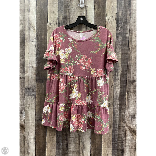 Top Short Sleeve By Cme In Mauve, Size: L