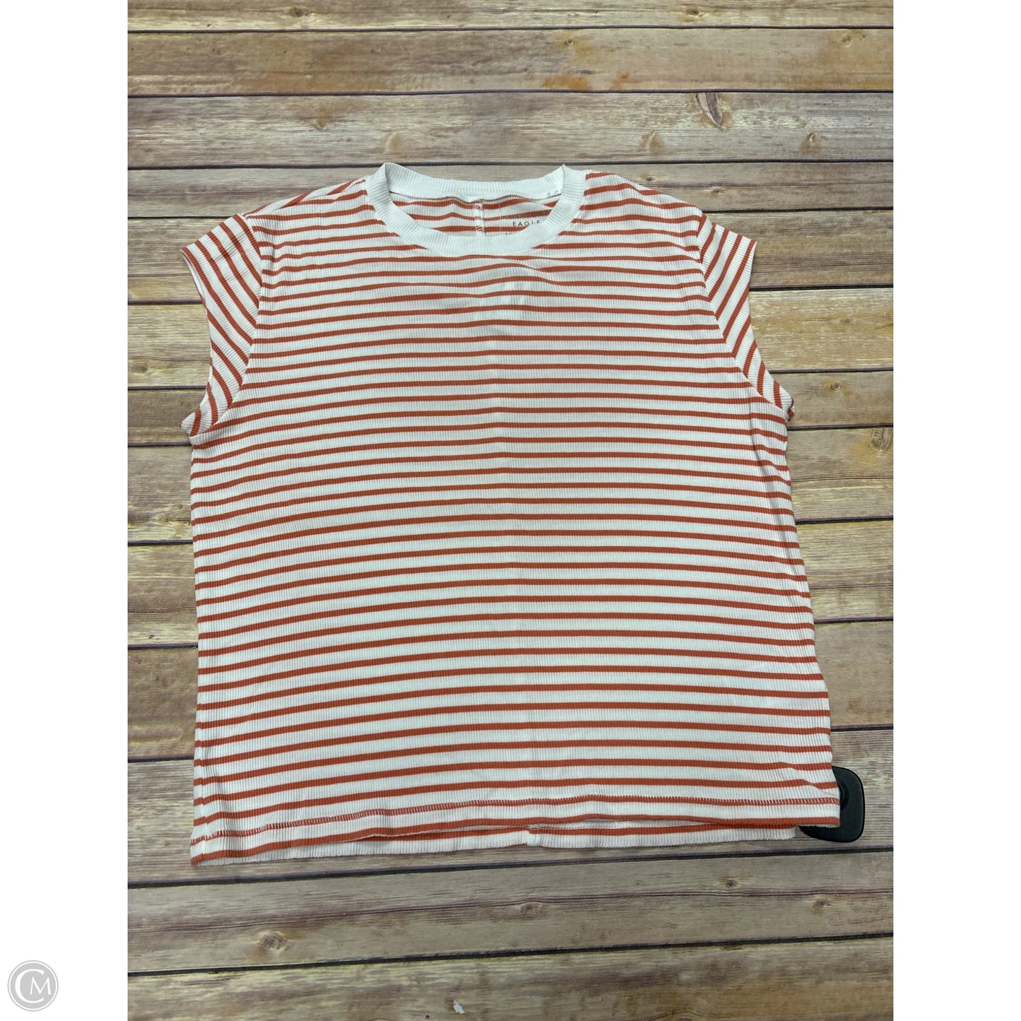 Top Short Sleeve Basic By American Eagle In Orange & White, Size: Xs