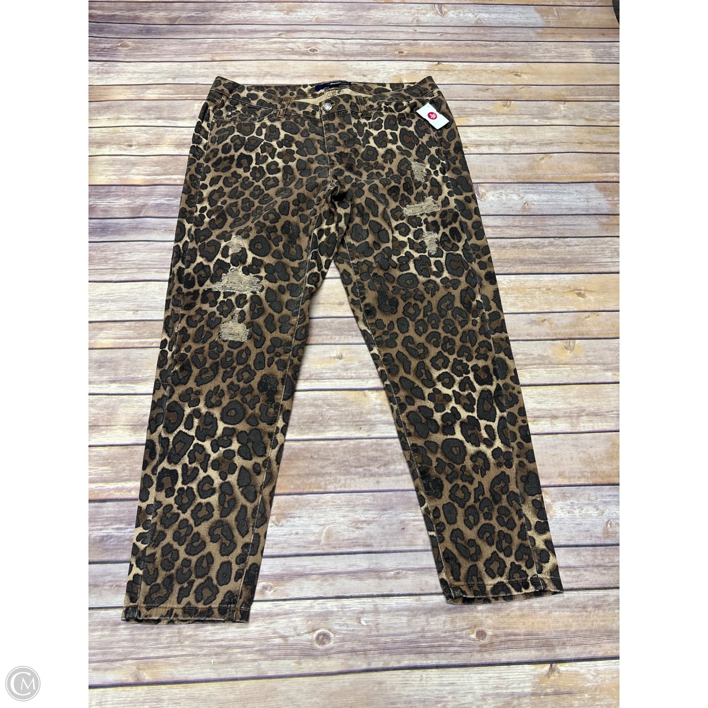 Jeans Straight By Denim 24/7 In Animal Print, Size: 14