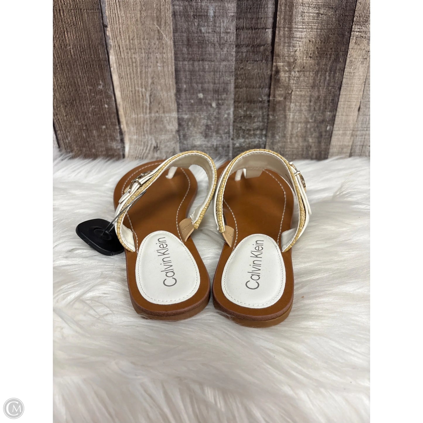Sandals Flats By Calvin Klein In Ivory, Size: 7.5