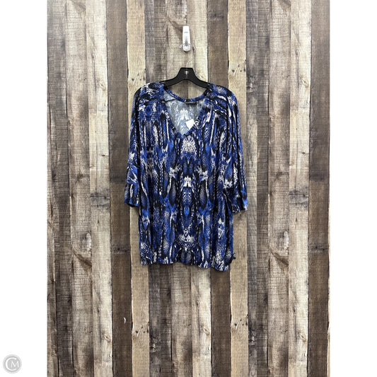 Top 3/4 Sleeve By Apt 9 In Black & Blue, Size: 1x