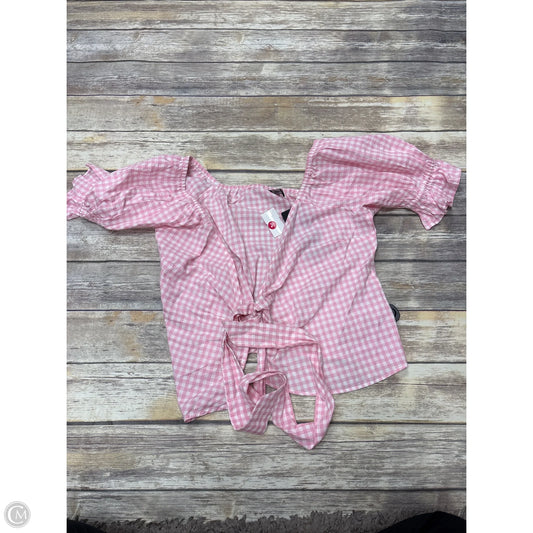 Top Short Sleeve By Cme In Pink & White, Size: Xl