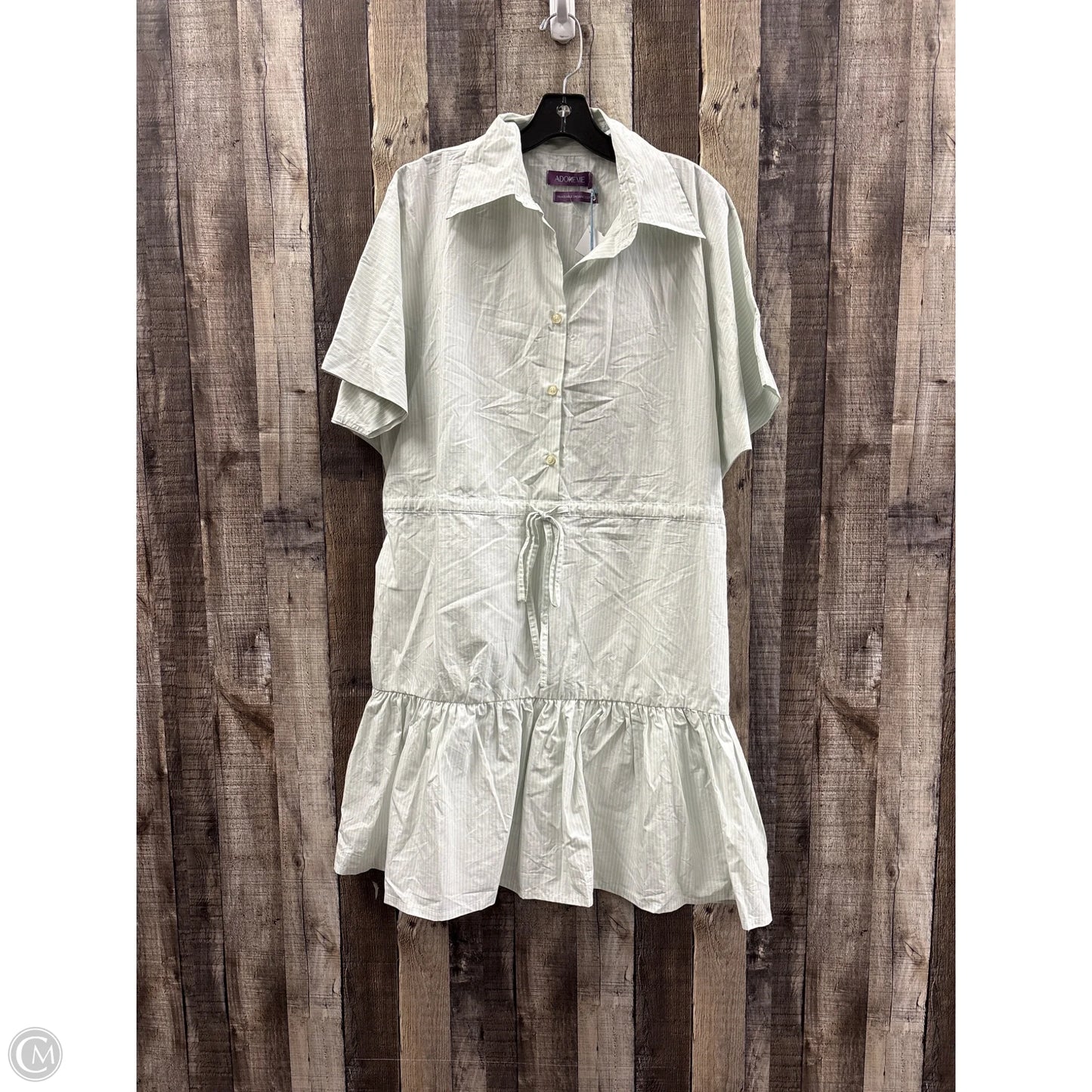 Dress Casual Midi By Cme In Green & White, Size: M