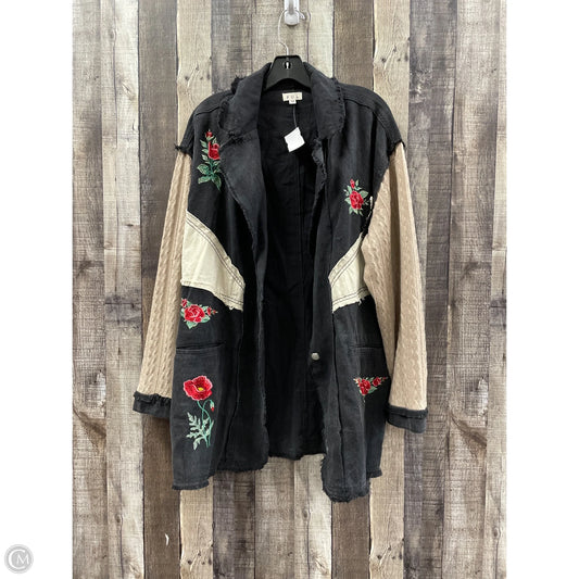 Jacket Shirt By Pol In Black & Tan, Size: M