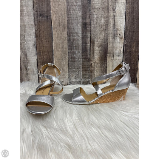 Sandals Heels Wedge By Talbots In Silver, Size: 6
