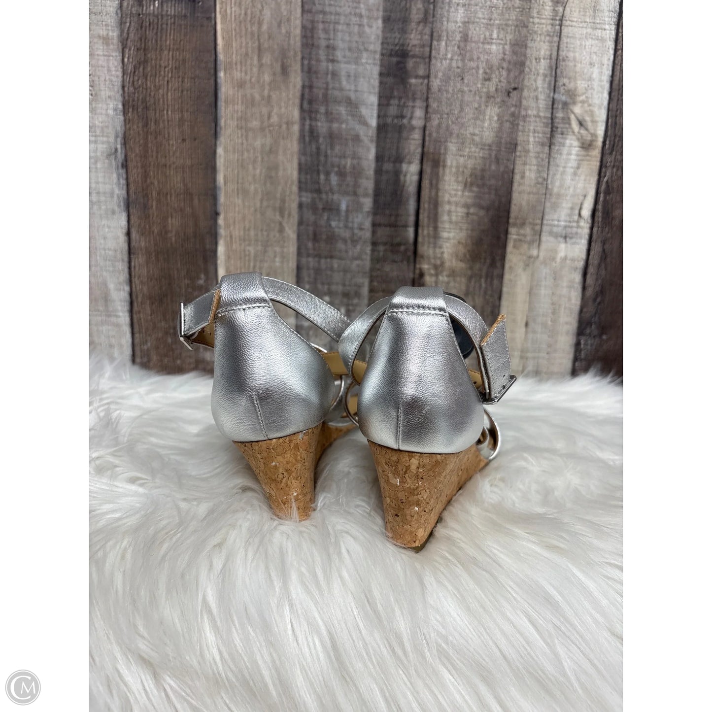 Sandals Heels Wedge By Talbots In Silver, Size: 6