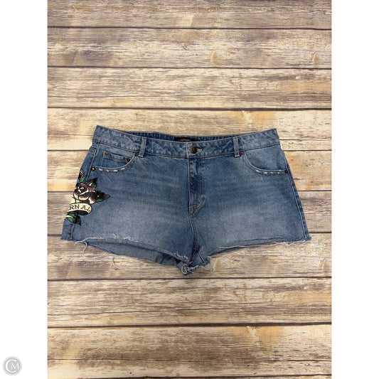 Shorts By Ed Hardy In Blue Denim, Size: 14