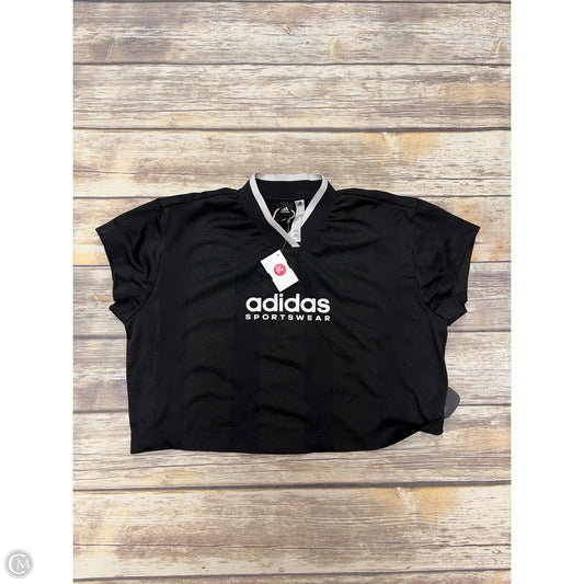 Athletic Top Short Sleeve By Adidas In Black & White, Size: L