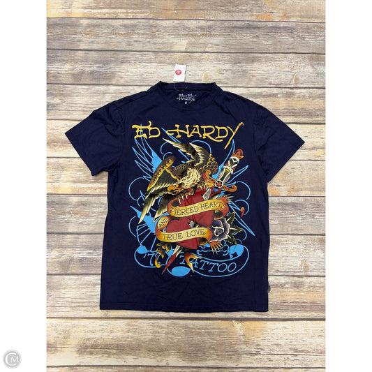 Top Short Sleeve By Ed Hardy In Blue, Size: S