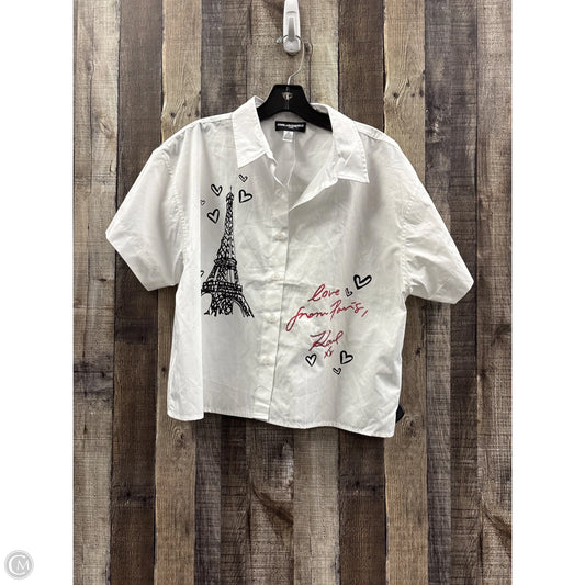 Top Short Sleeve Designer By Karl Lagerfeld In White, Size: L