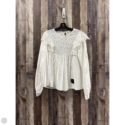 Top Long Sleeve By H&m In White, Size: M