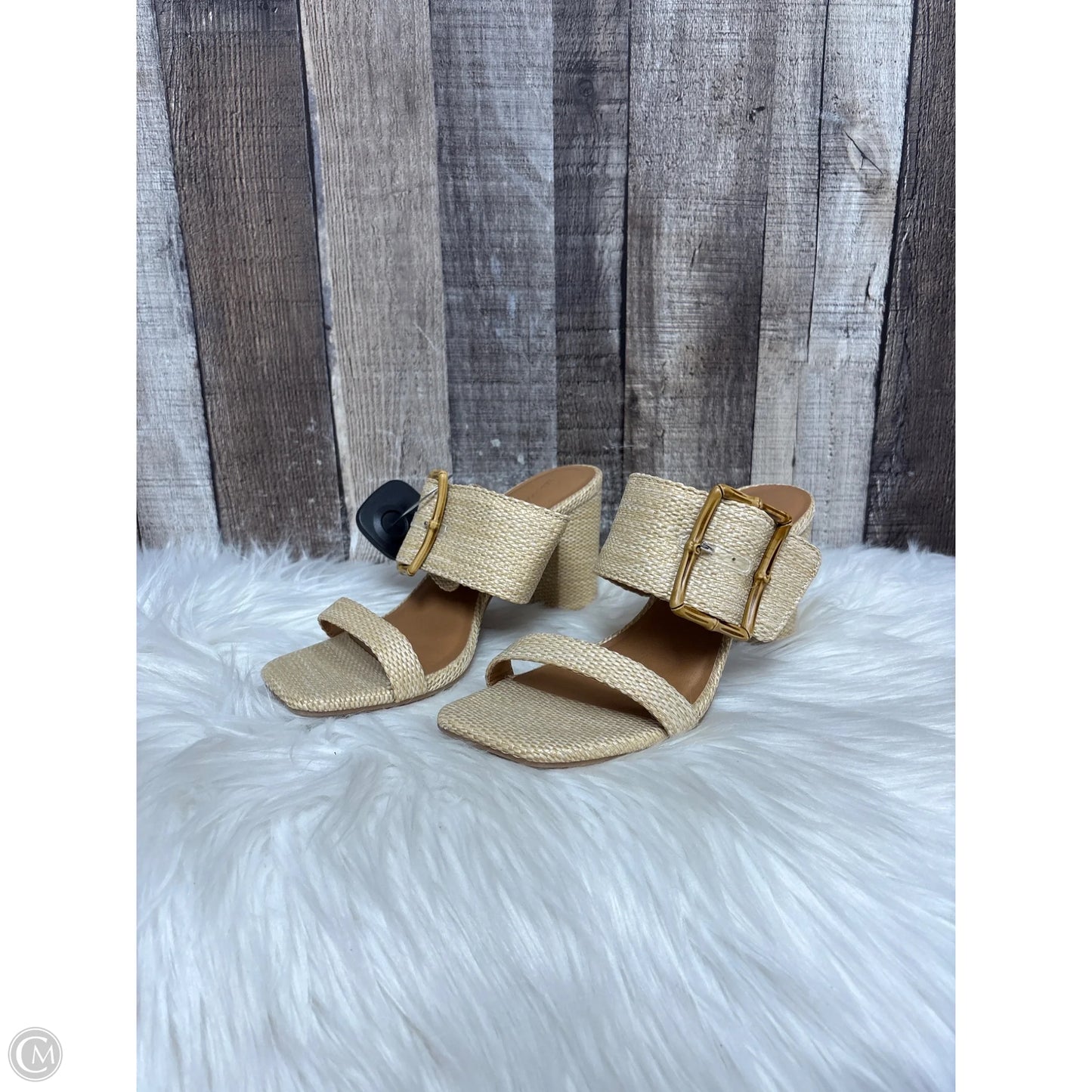 Sandals Heels Block By Universal Thread In Tan, Size: 7