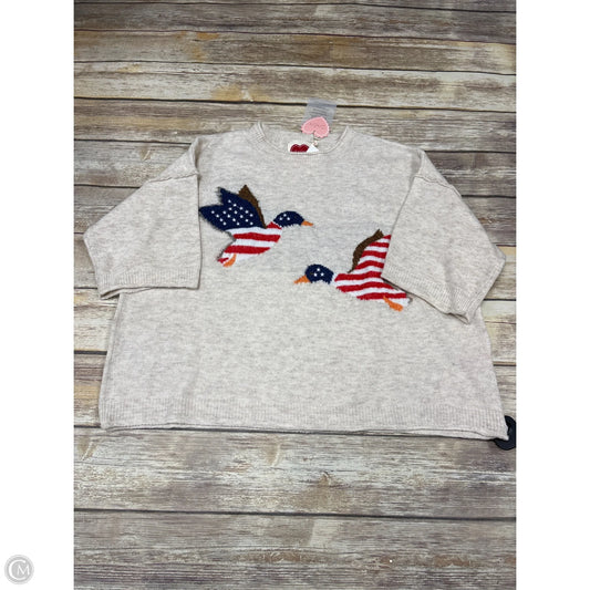 Sweater Short Sleeve By Cme In Tan, Size: S
