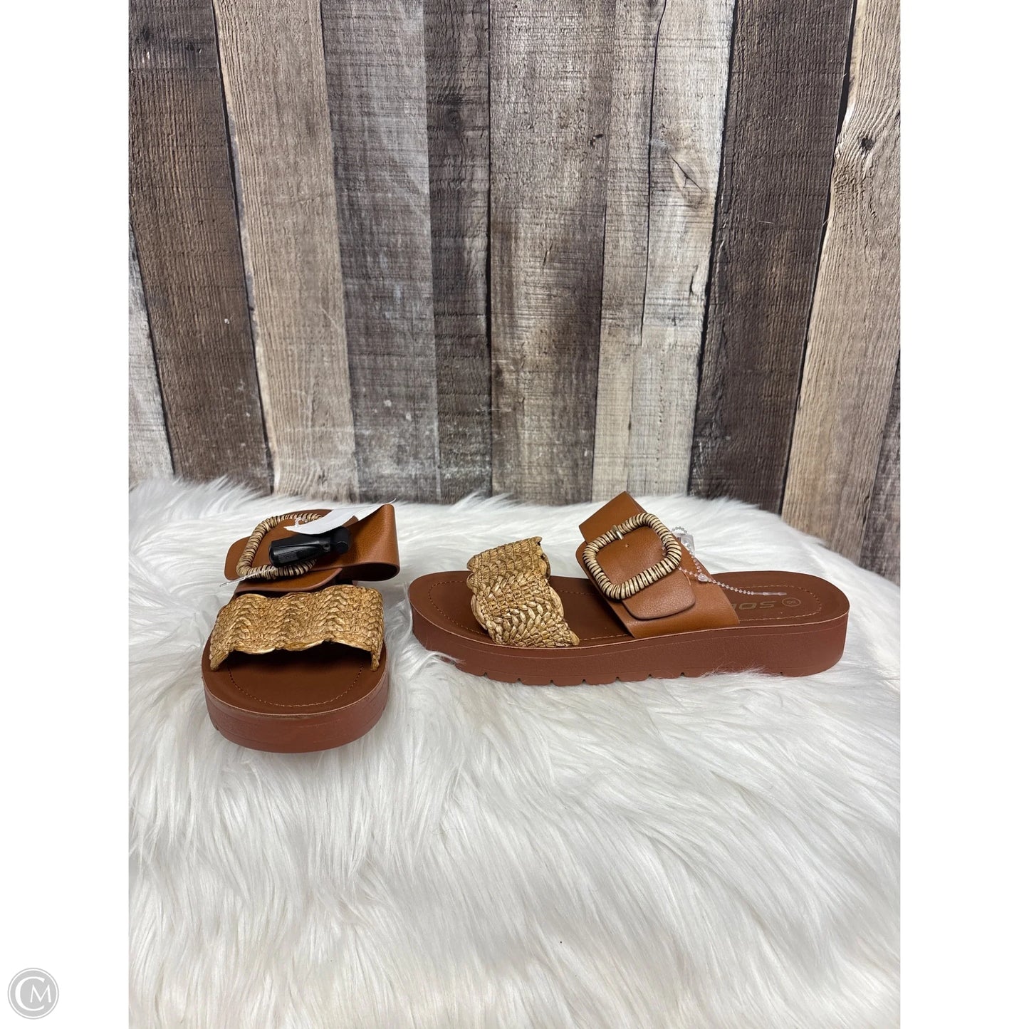 Sandals Flip Flops By Soda In Brown, Size: 8