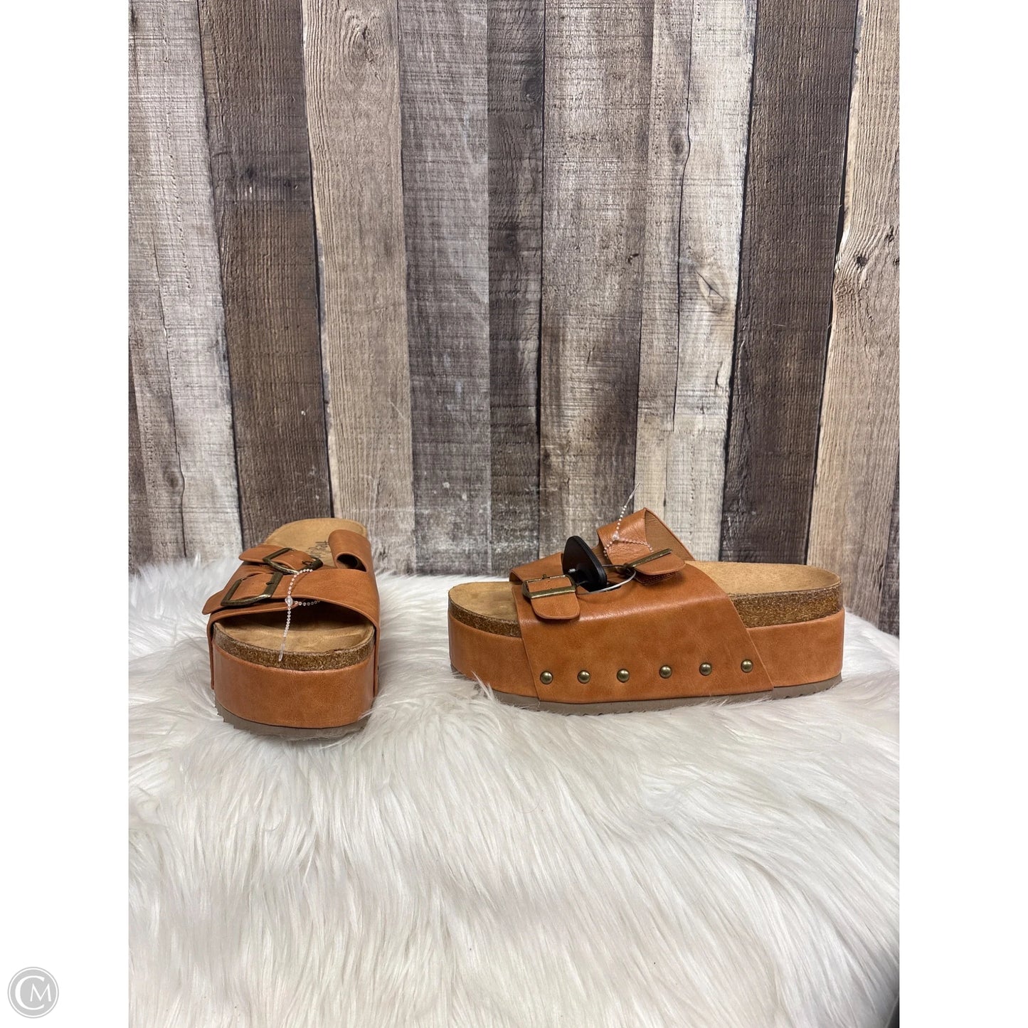 Sandals Heels Wedge By Cme In Tan, Size: 8