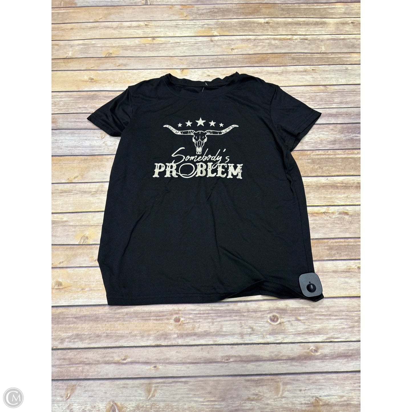 Top Short Sleeve By Shein In Black, Size: M