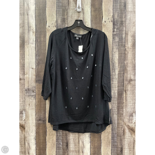 Top 3/4 Sleeve By Agb In Black, Size: 3x