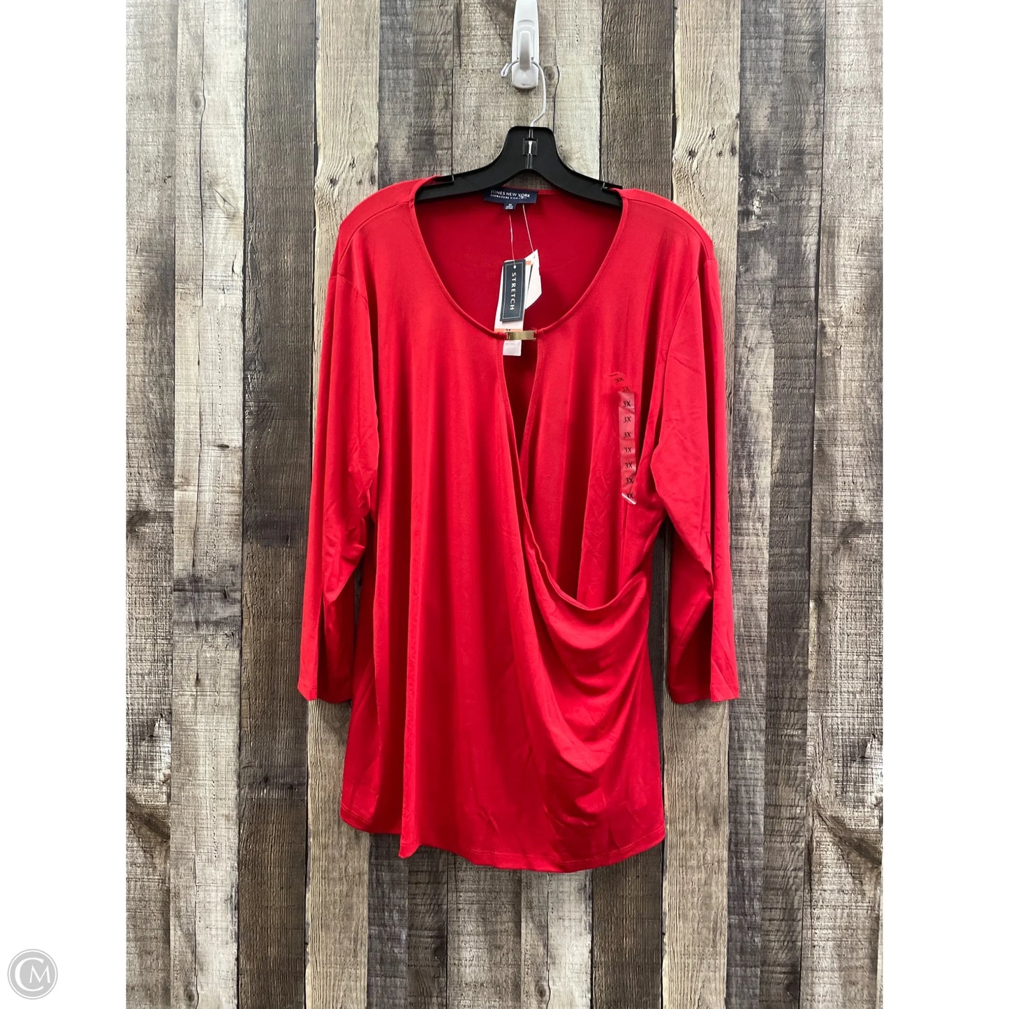 Top Long Sleeve By Jones New York In Red, Size: 3x