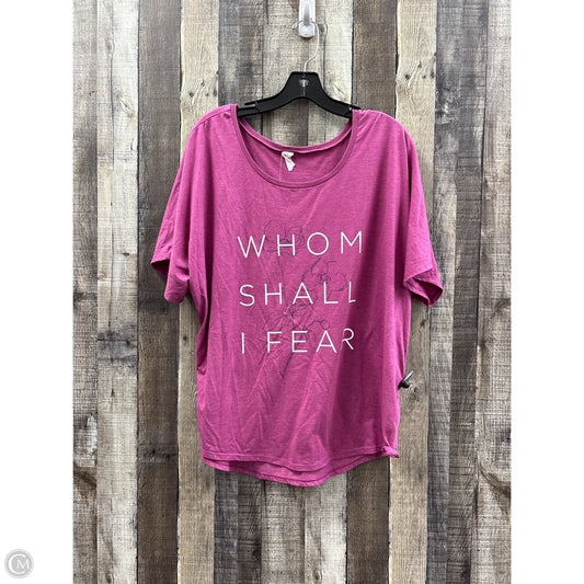 Top Short Sleeve By Cme In Pink, Size: L