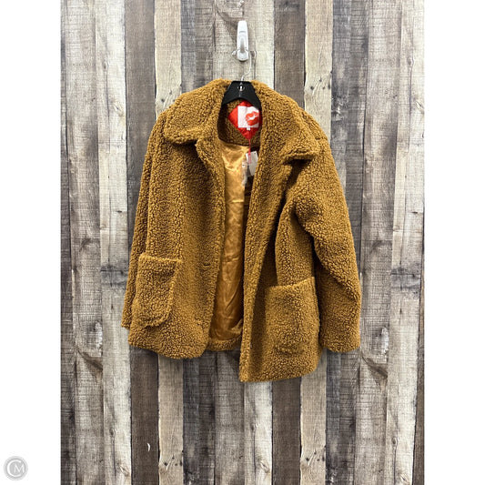 Coat Faux Fur & Sherpa By Hot Kiss In Bronze, Size: L