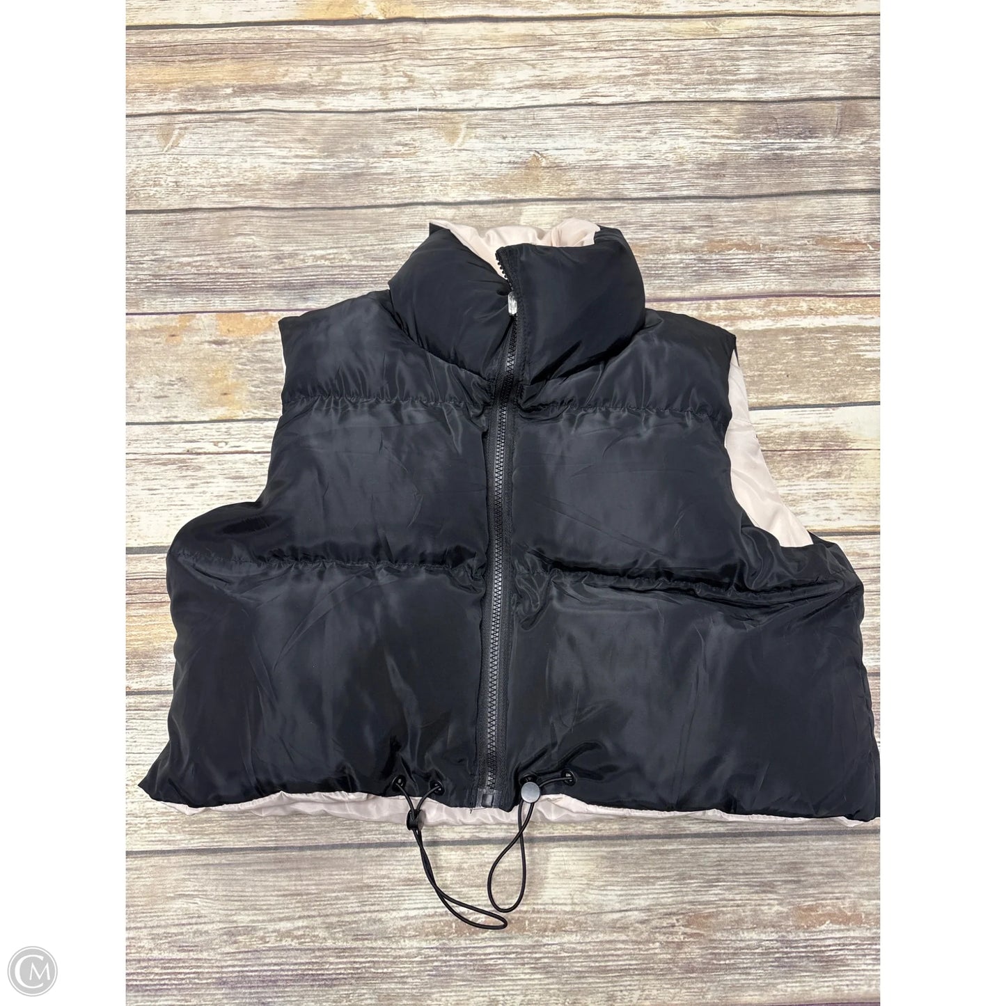 Vest Puffer & Quilted By Cmf In Black & Cream, Size: S