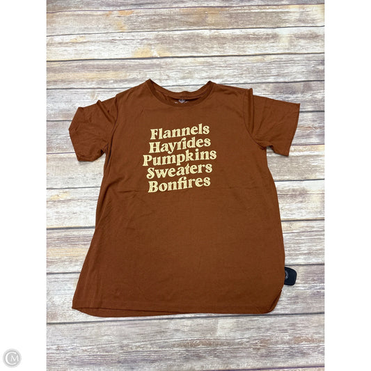 Top Short Sleeve By Cme In Brown, Size: L
