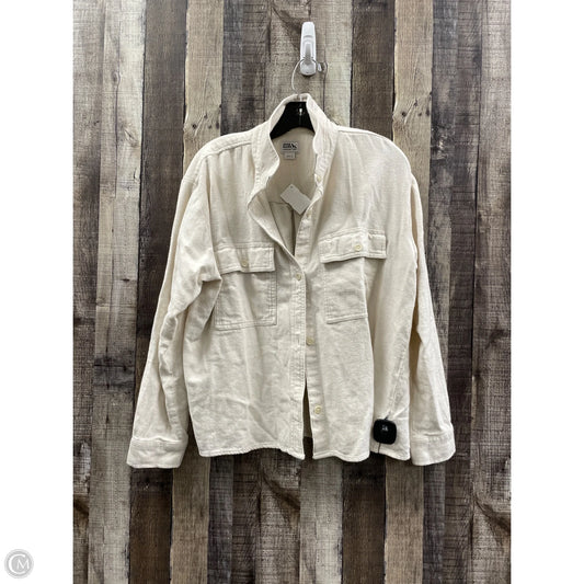Jacket Shirt By Eddie Bauer In Ivory, Size: L