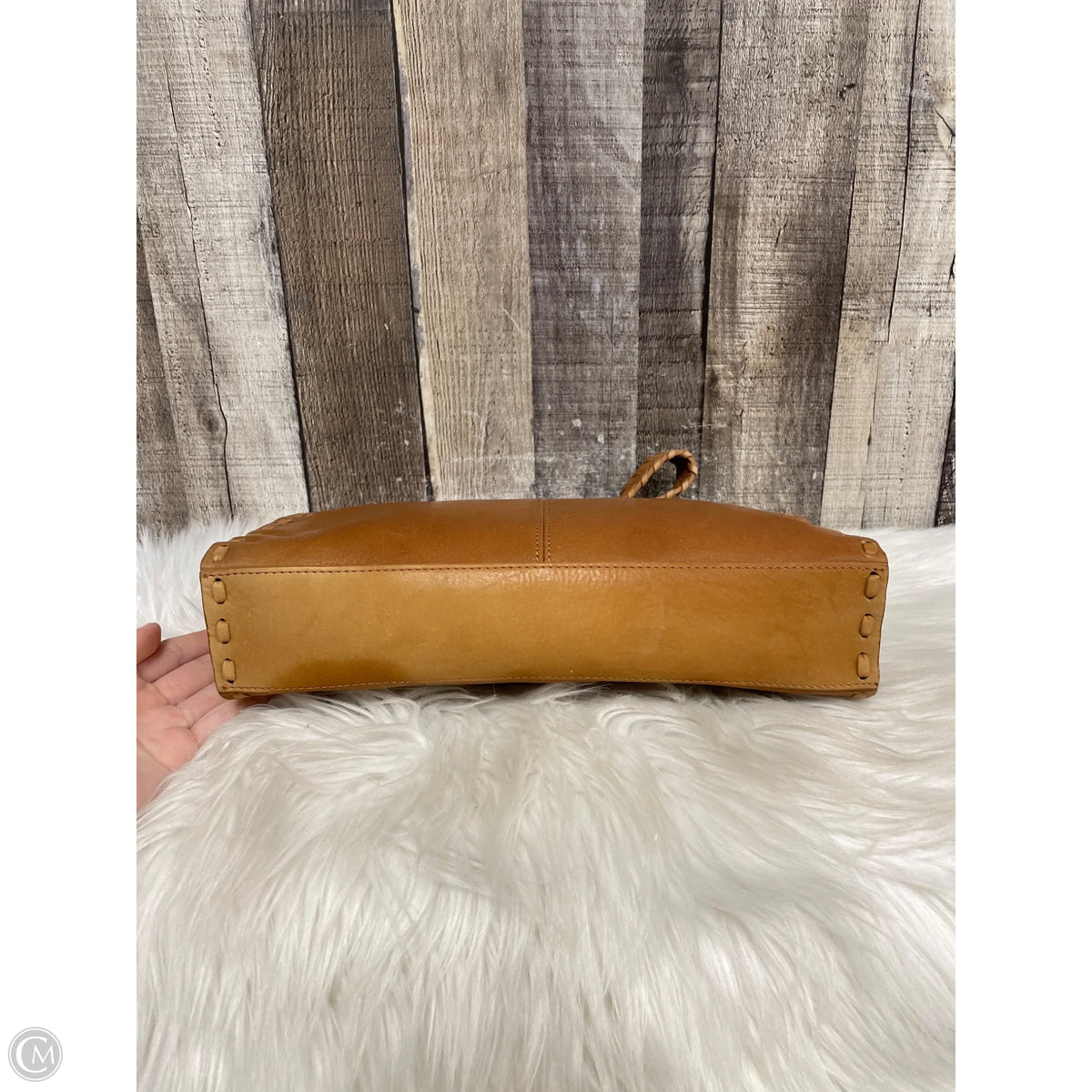 Handbag Leather By Fossil, Size: Medium