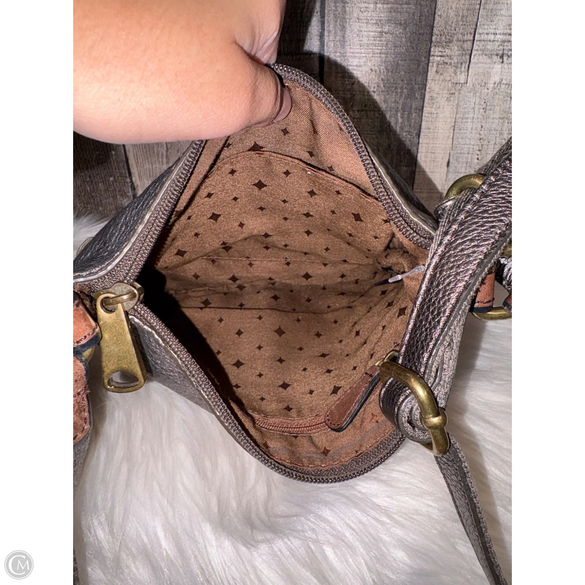 Crossbody Leather By Fossil, Size: Medium