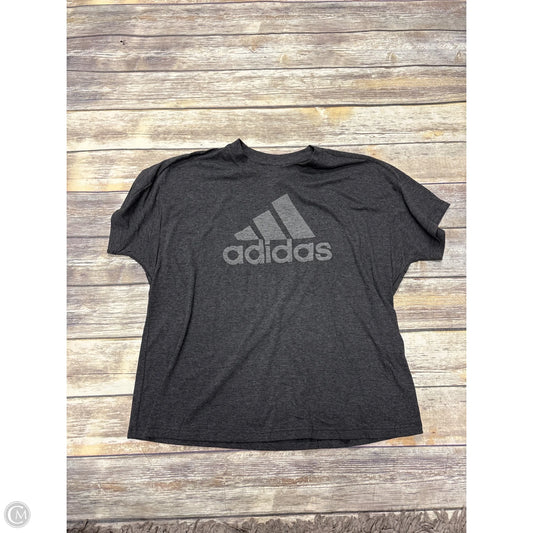 Athletic Top Short Sleeve By Adidas In Grey, Size: 1x