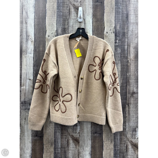 Sweater Cardigan By Hem & Thread In Tan, Size: M