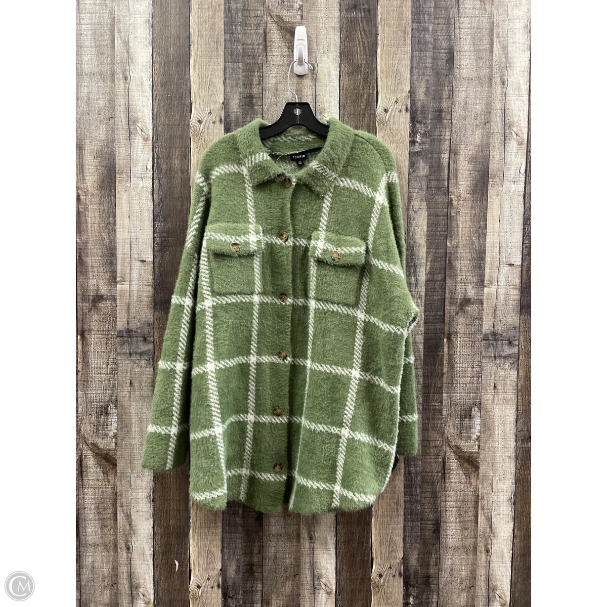 Jacket Shirt By Torrid In Green, Size: 2x