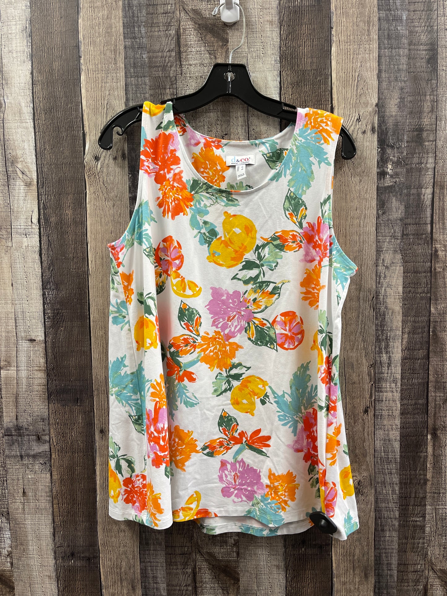 Floral Print Top Sleeveless Denim And Company, Size L