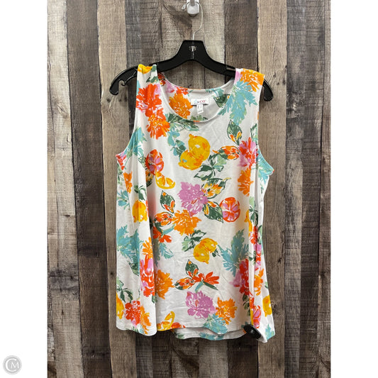 Top Sleeveless By Denim And Company In Floral Print, Size: L
