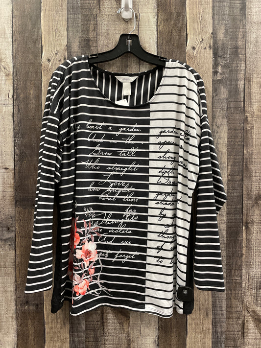 Top Long Sleeve By Cj Banks In Black & White, Size: 1x