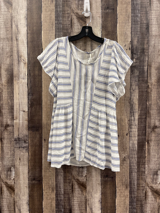 Top Short Sleeve By Cme In Blue & White, Size: S