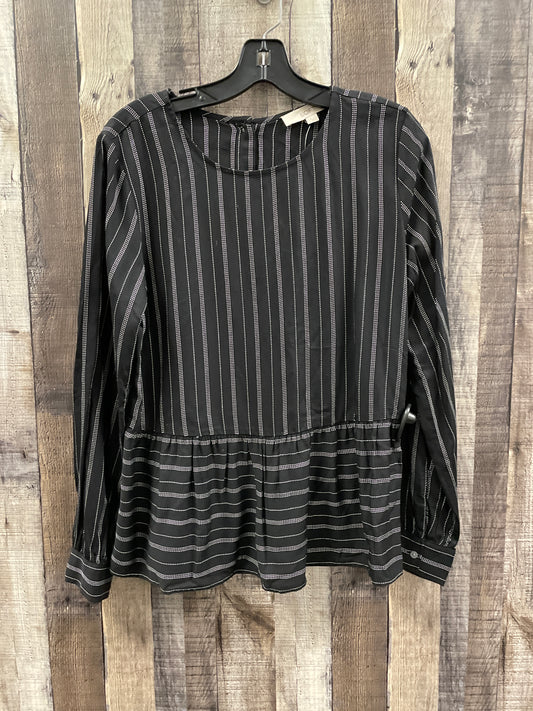 Top Long Sleeve By Loft In Black & White, Size: S