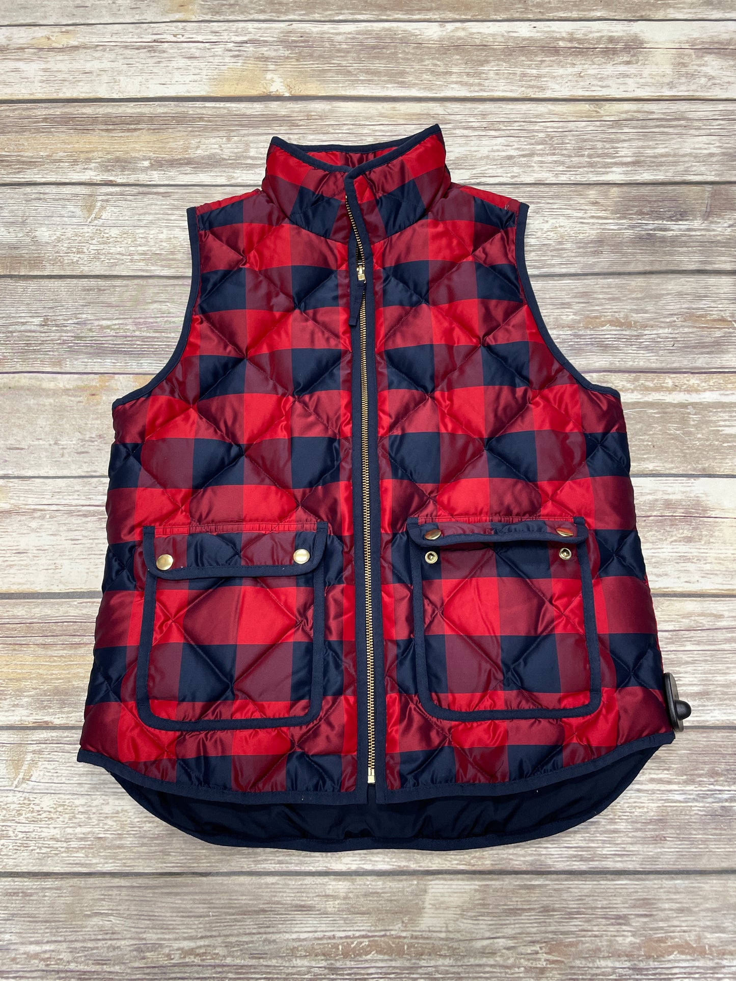 Vest Puffer & Quilted By J. Crew In Blue & Red, Size: S