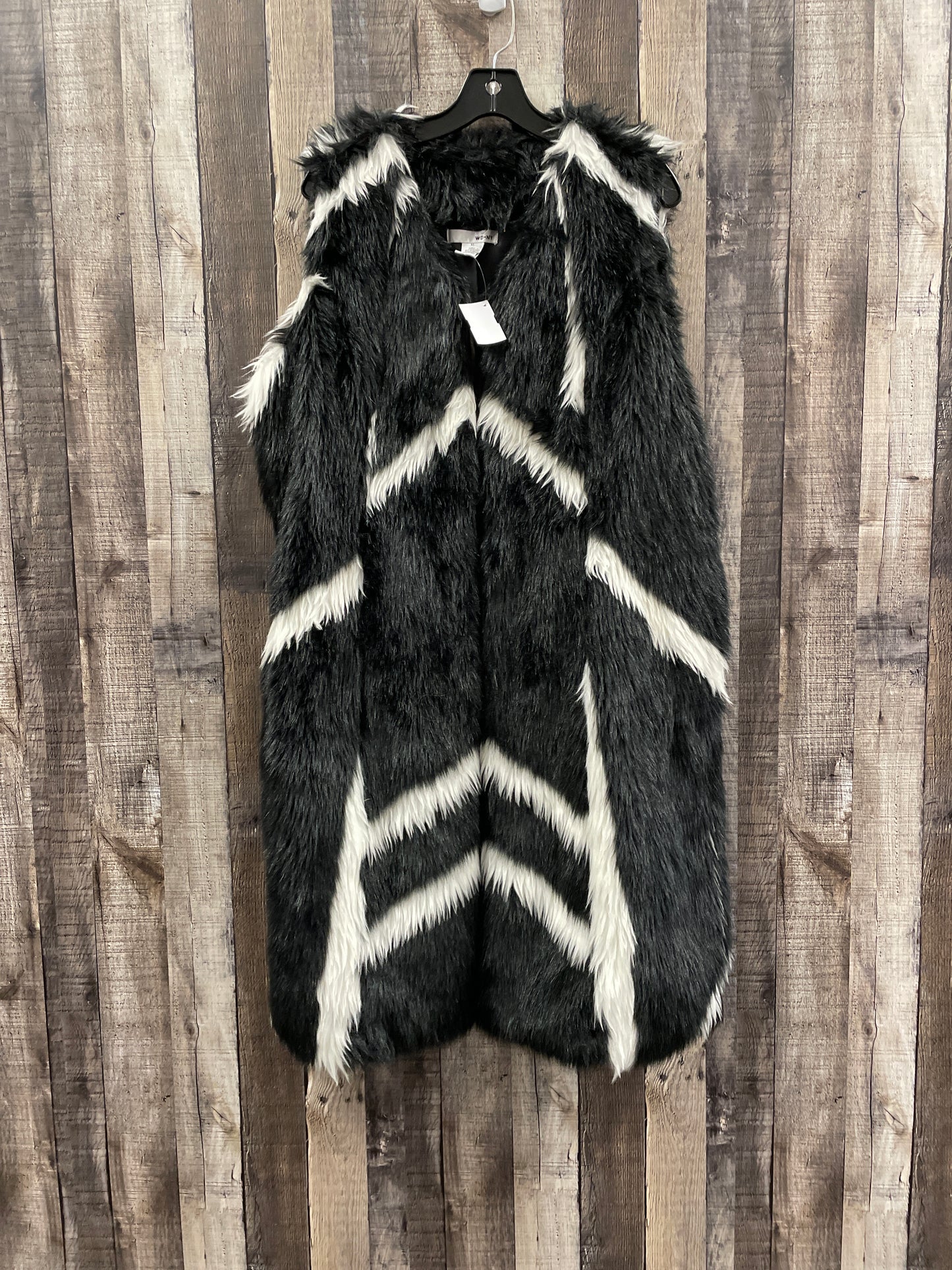 Vest Faux Fur & Sherpa By Wdny In Black & White, Size: Xl