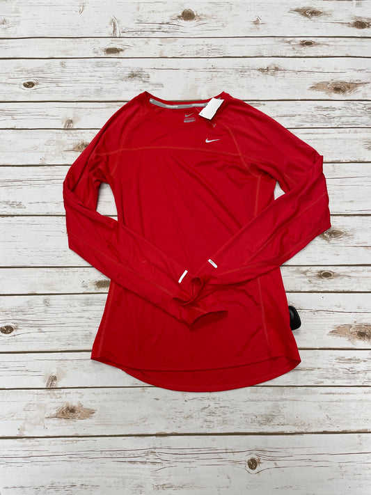 Athletic Top Long Sleeve Crewneck By Nike In Red, Size: S