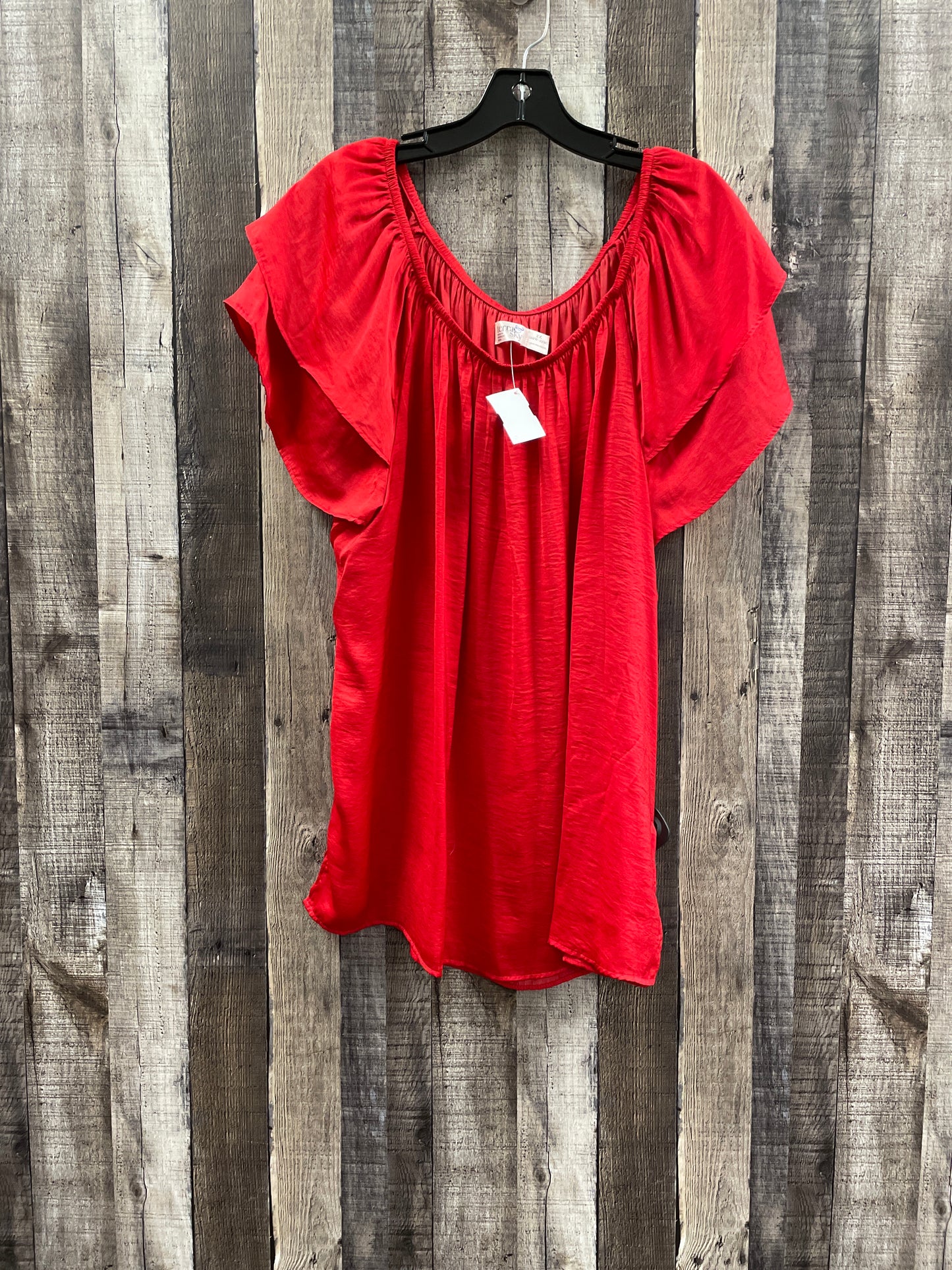 Top Short Sleeve By Terra & Sky In Red, Size: 2x