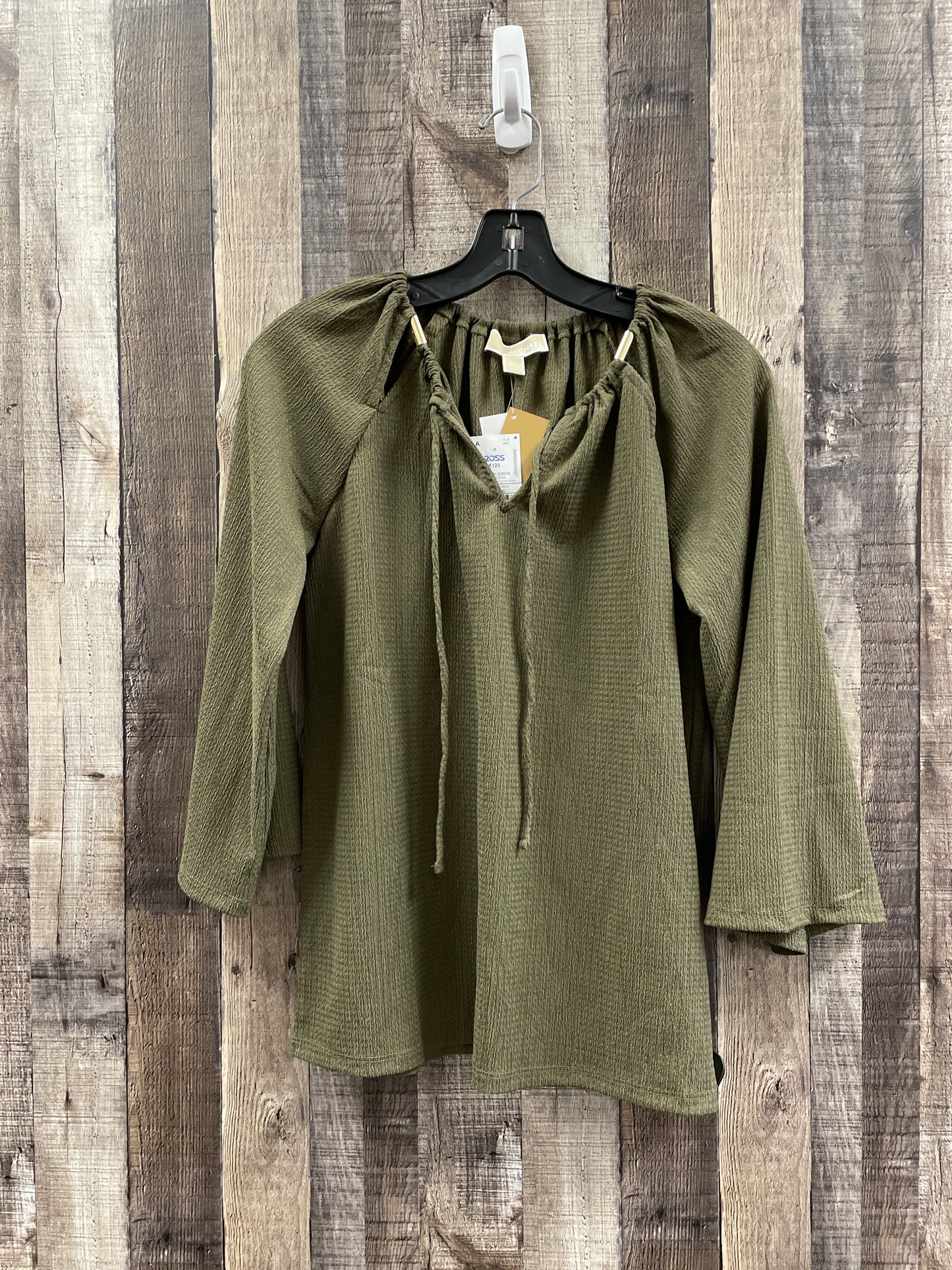 Top 3/4 Sleeve Designer By Michael Kors In Green, Size: Xs