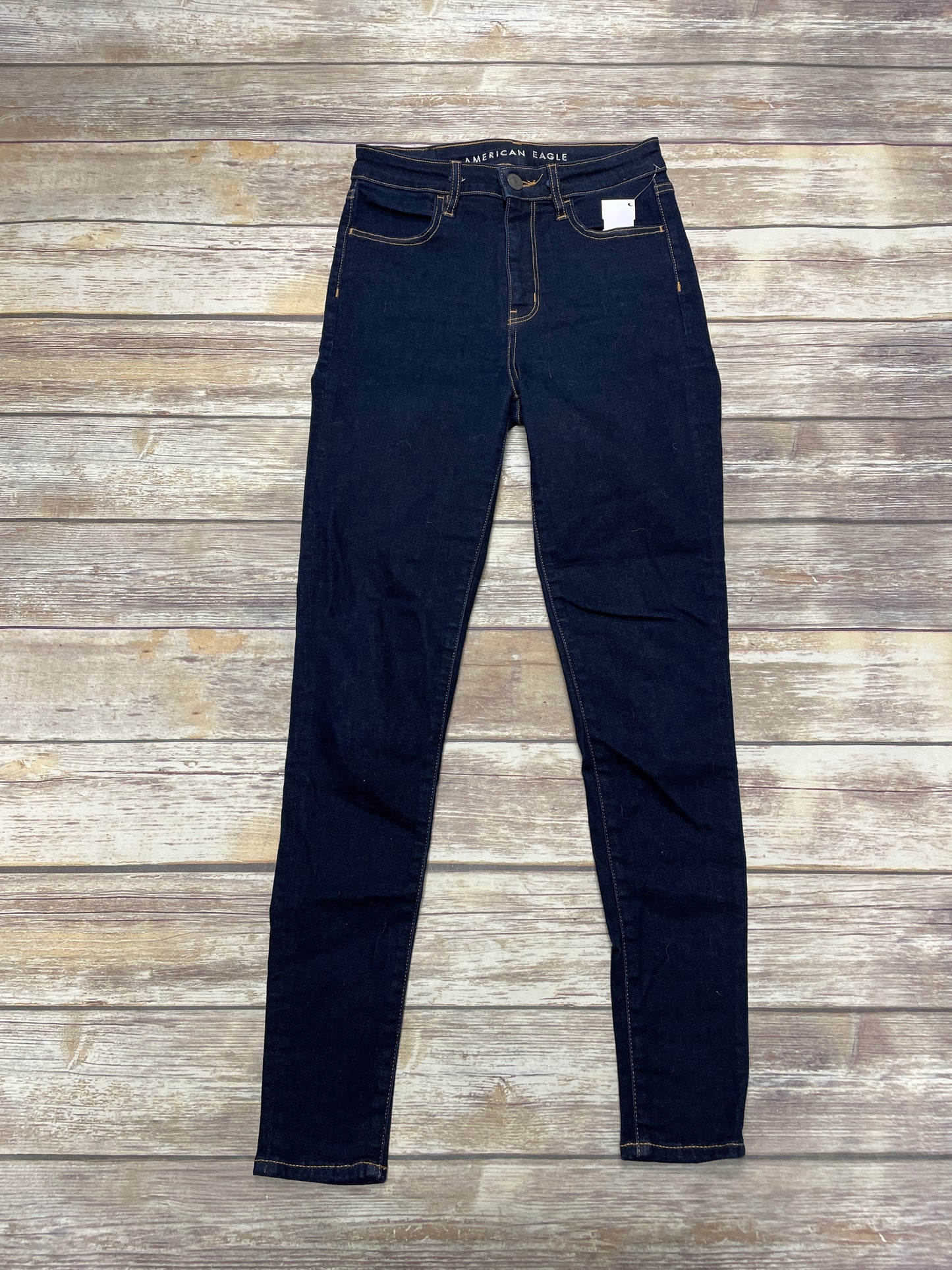 Jeans Skinny By American Eagle In Blue Denim, Size: 4